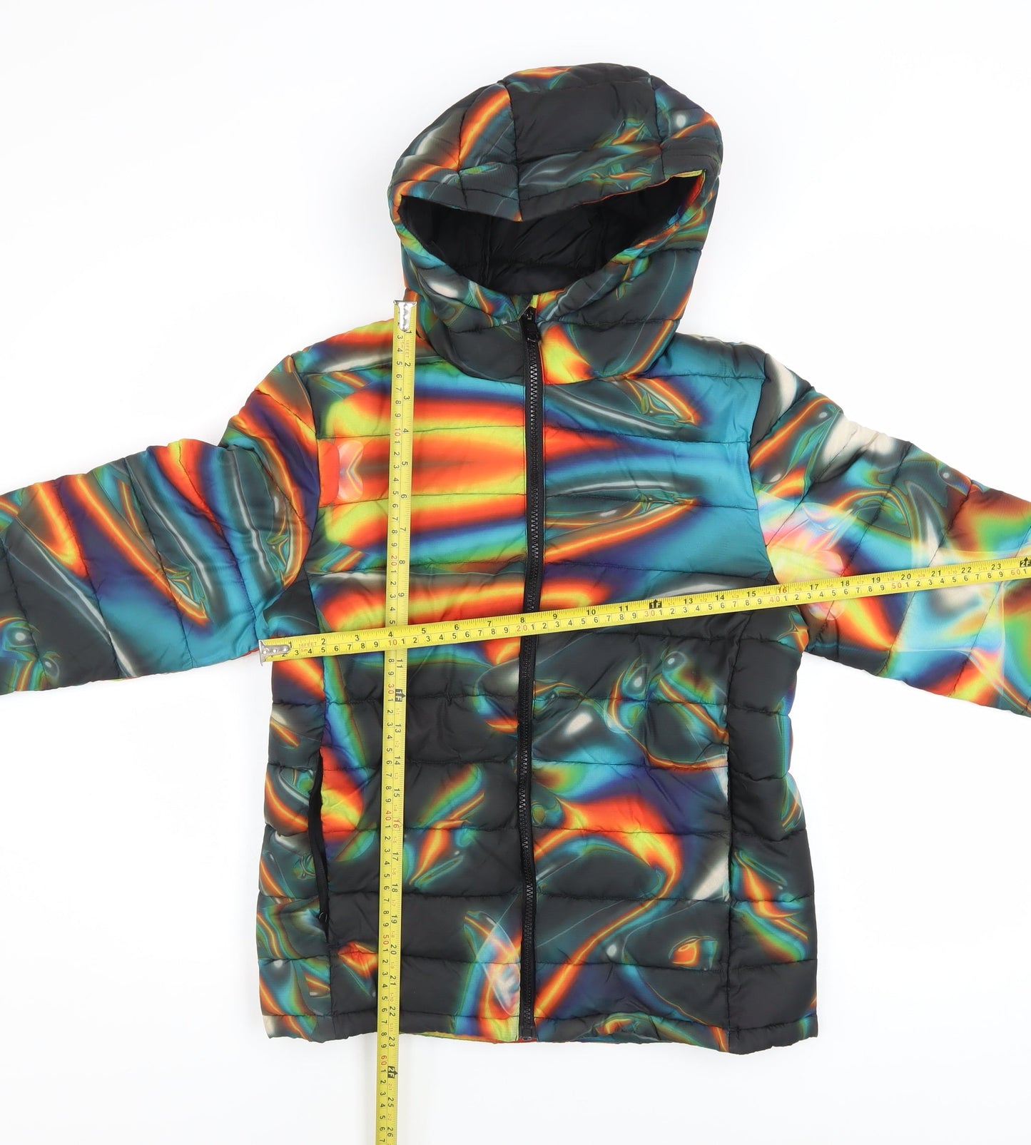 Next Boys Multicoloured Puffer Jacket 12 Years Hooded Polyester Winter Coat