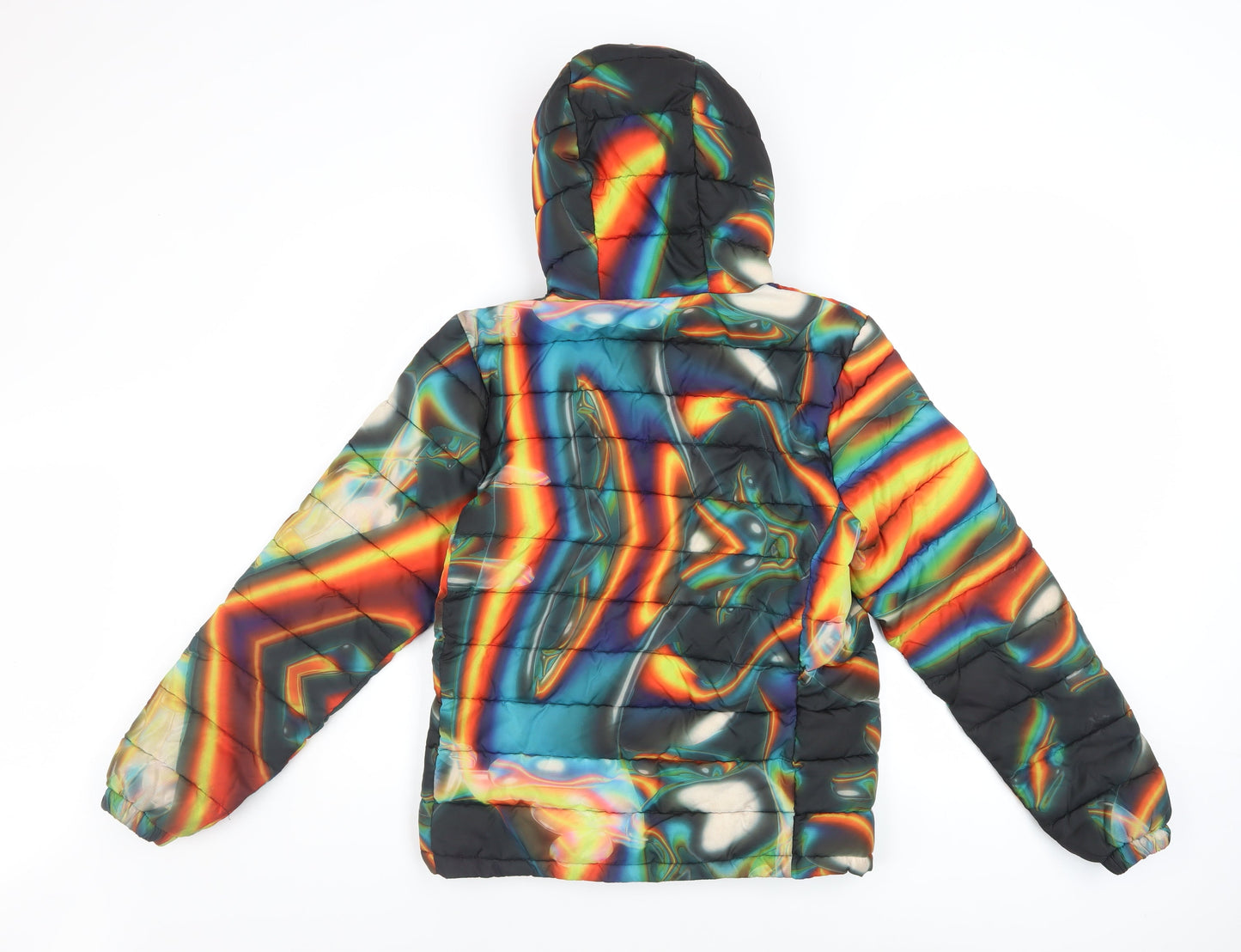Next Boys Multicoloured Puffer Jacket 12 Years Hooded Polyester Winter Coat