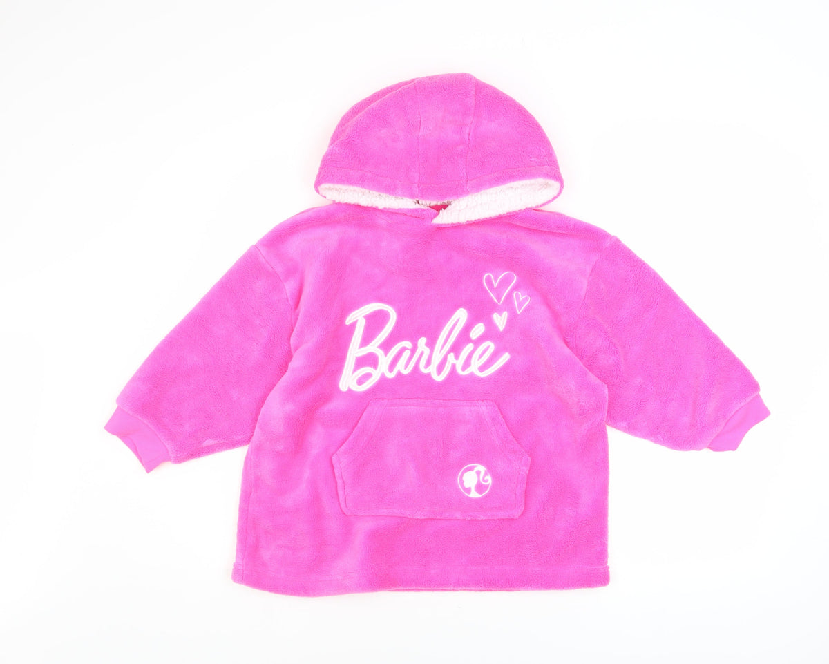 Barbie Girls Pink Hooded Fleece Lounge Set XXS-XS Winter Nightwear