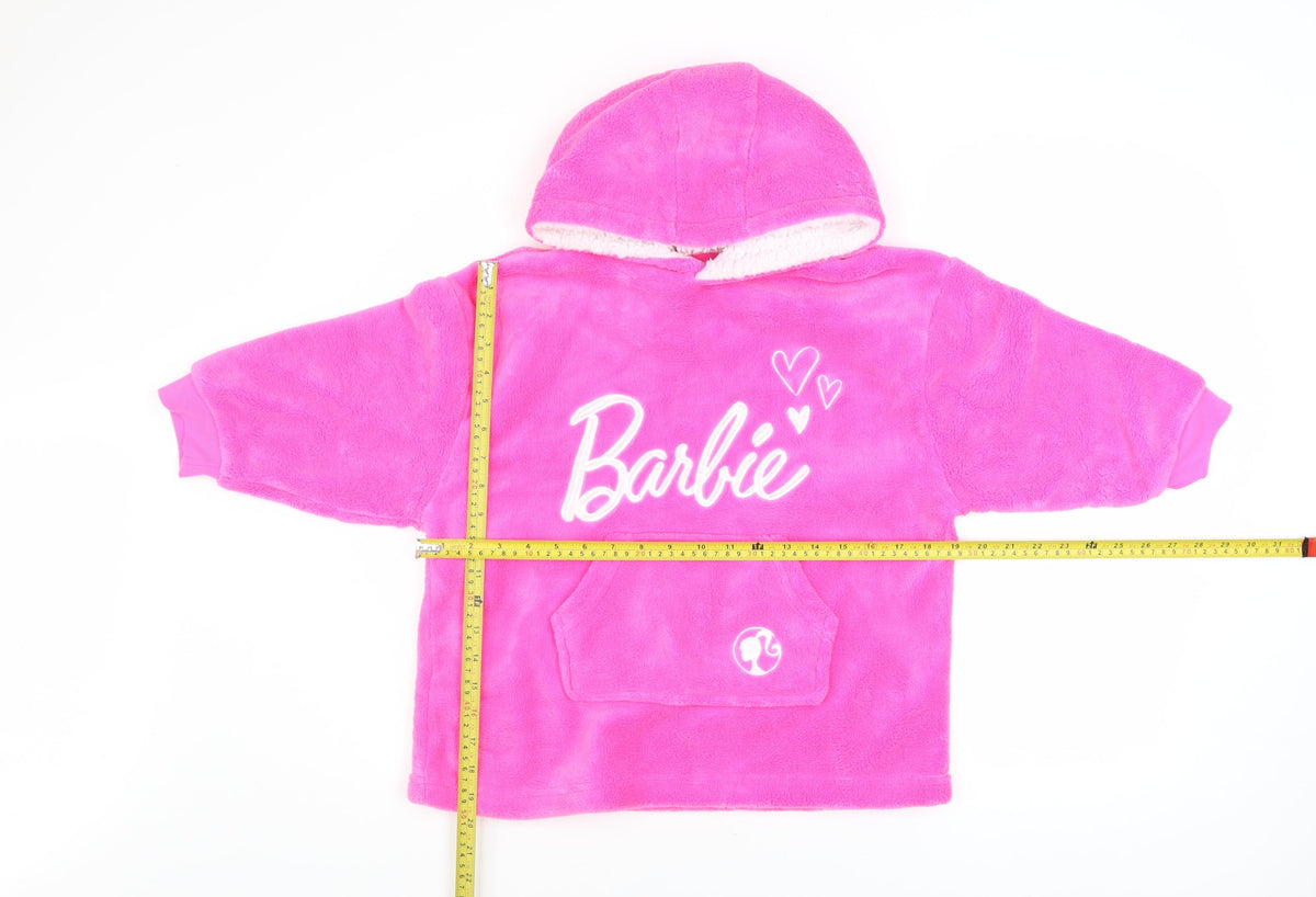 Barbie Girls Pink Hooded Fleece Lounge Set XXS-XS Winter Nightwear