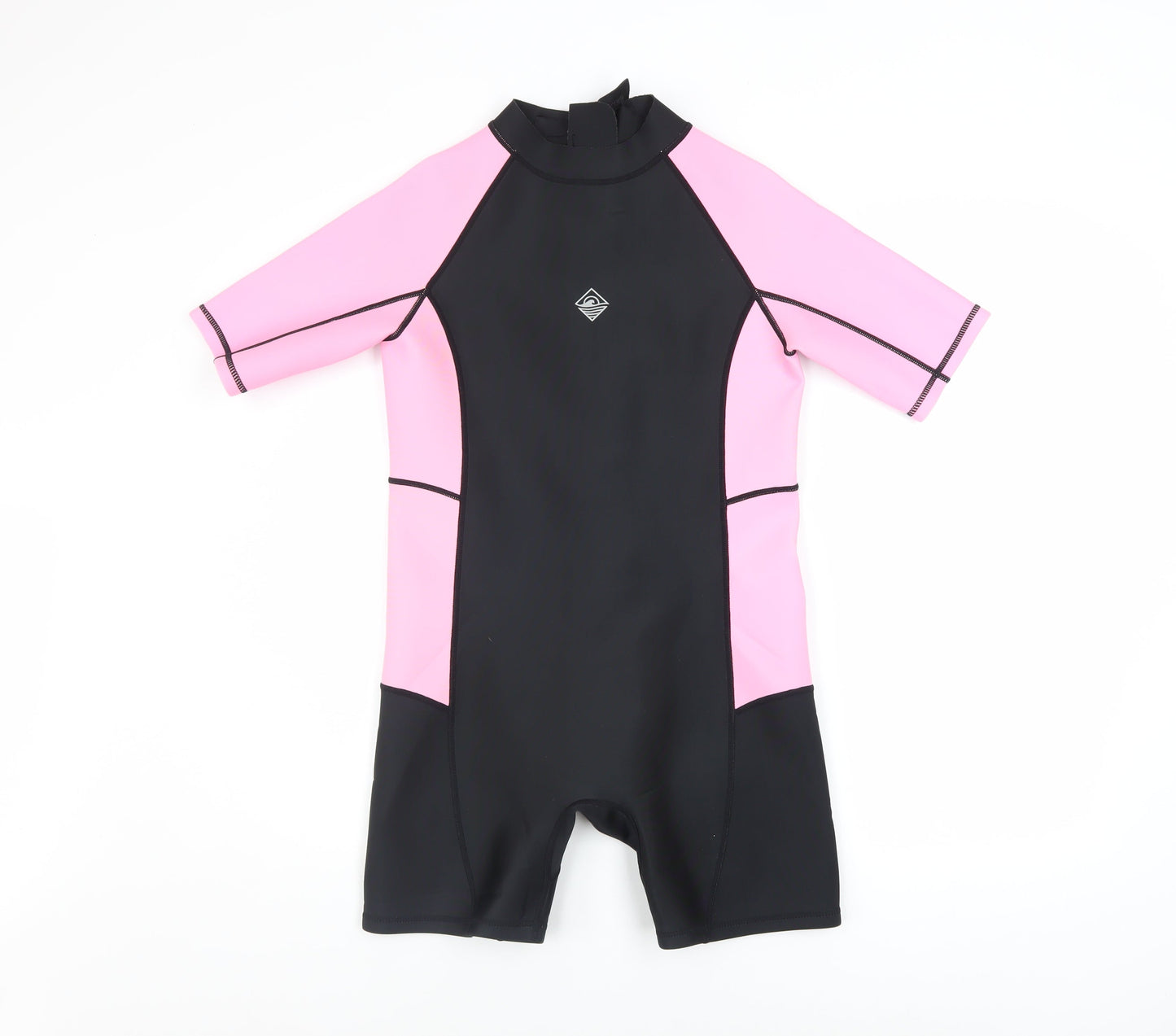 Primark Girls Black Pink Short Sleeve Wetsuit 11-12 Years Quick Dry Stretch