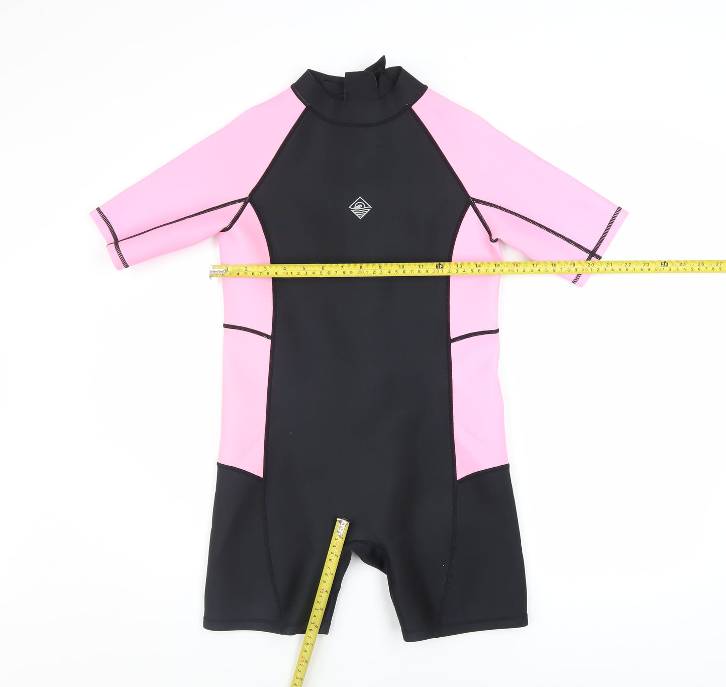 Primark Girls Black Pink Short Sleeve Wetsuit 11-12 Years Quick Dry Stretch