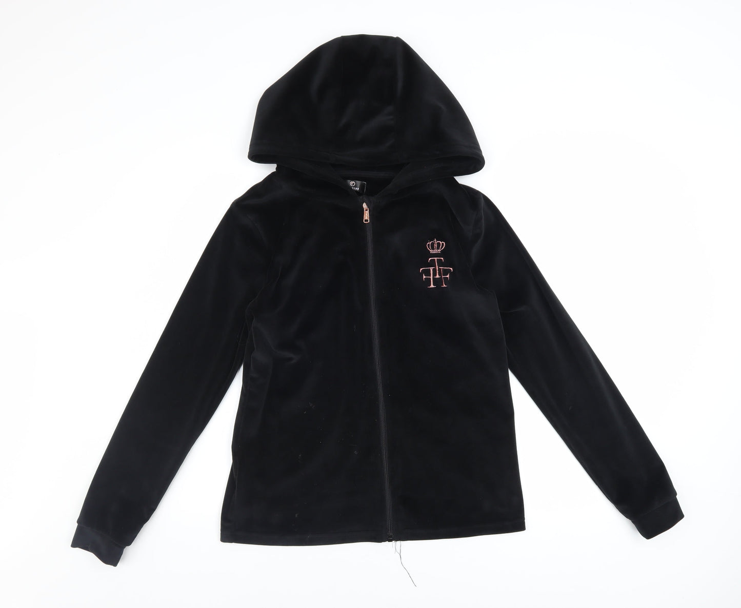 Firetrap Girls Black Full Zip Velvet Hoodie 13 Years