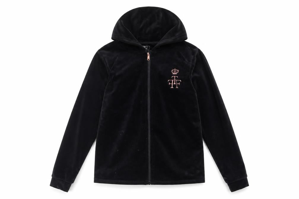 Firetrap Girls Black Full Zip Velvet Hoodie 13 Years