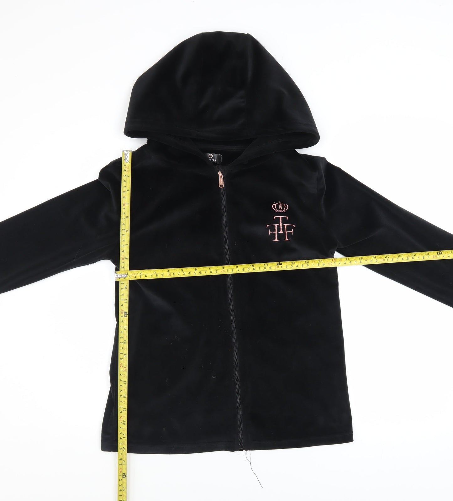 Firetrap Girls Black Full Zip Velvet Hoodie 13 Years