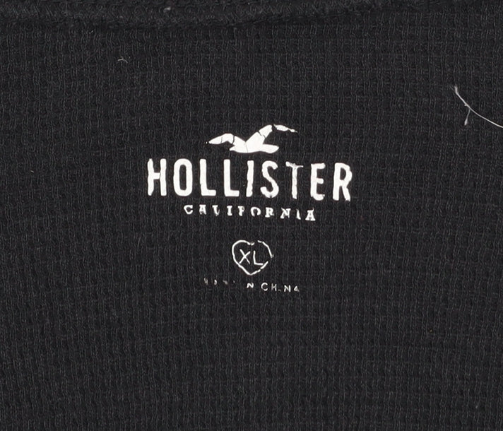 Hollister Women’s Black V-Neck Pullover Sweatshirt XL Cotton Blend