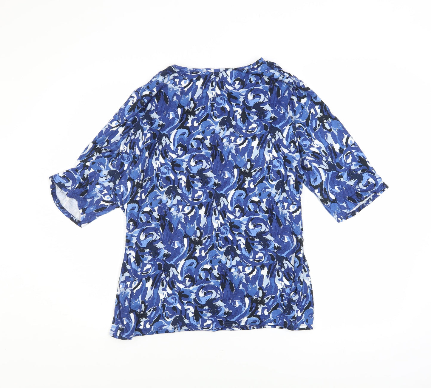 EAST Womens Blue Floral Wrap Blouse Size L Viscose Jersey Top