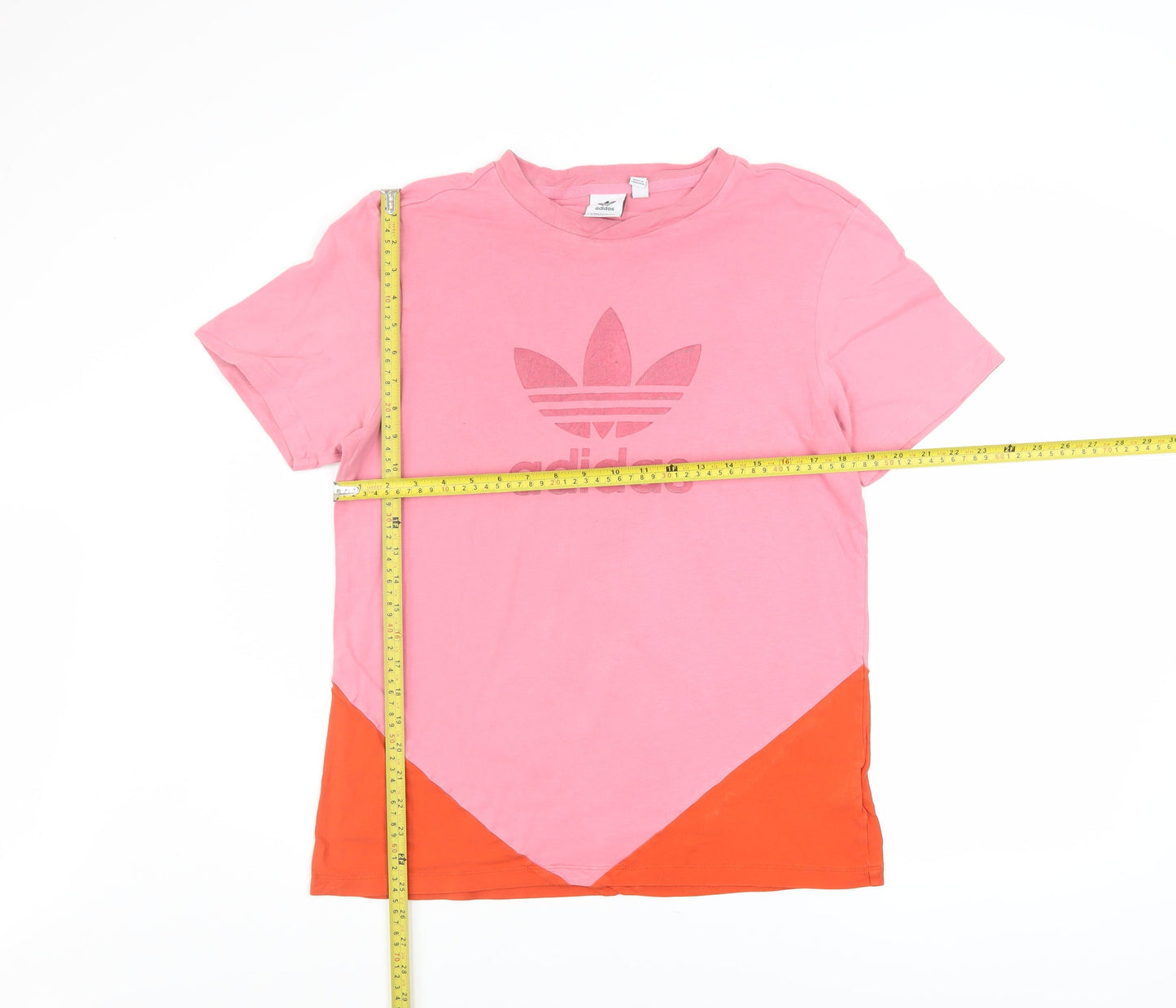 adidas Womens Pink Colourblock Cotton T-Shirt Size 10