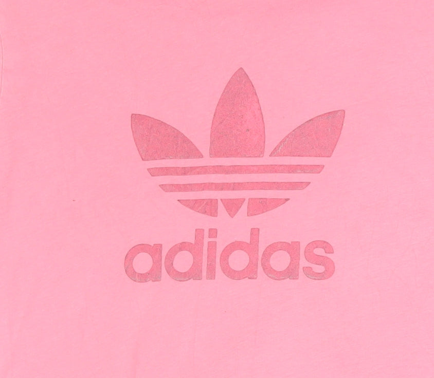 adidas Womens Pink Colourblock Cotton T-Shirt Size 10