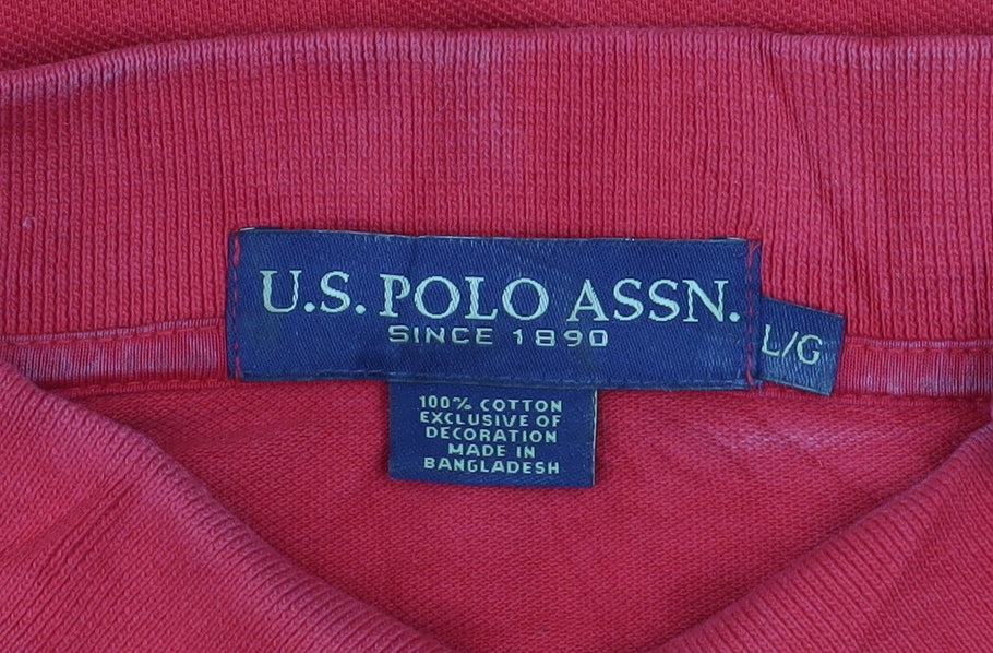 U.S. Polo Assn. Men's Red Cotton Short Sleeve Polo Shirt Size L