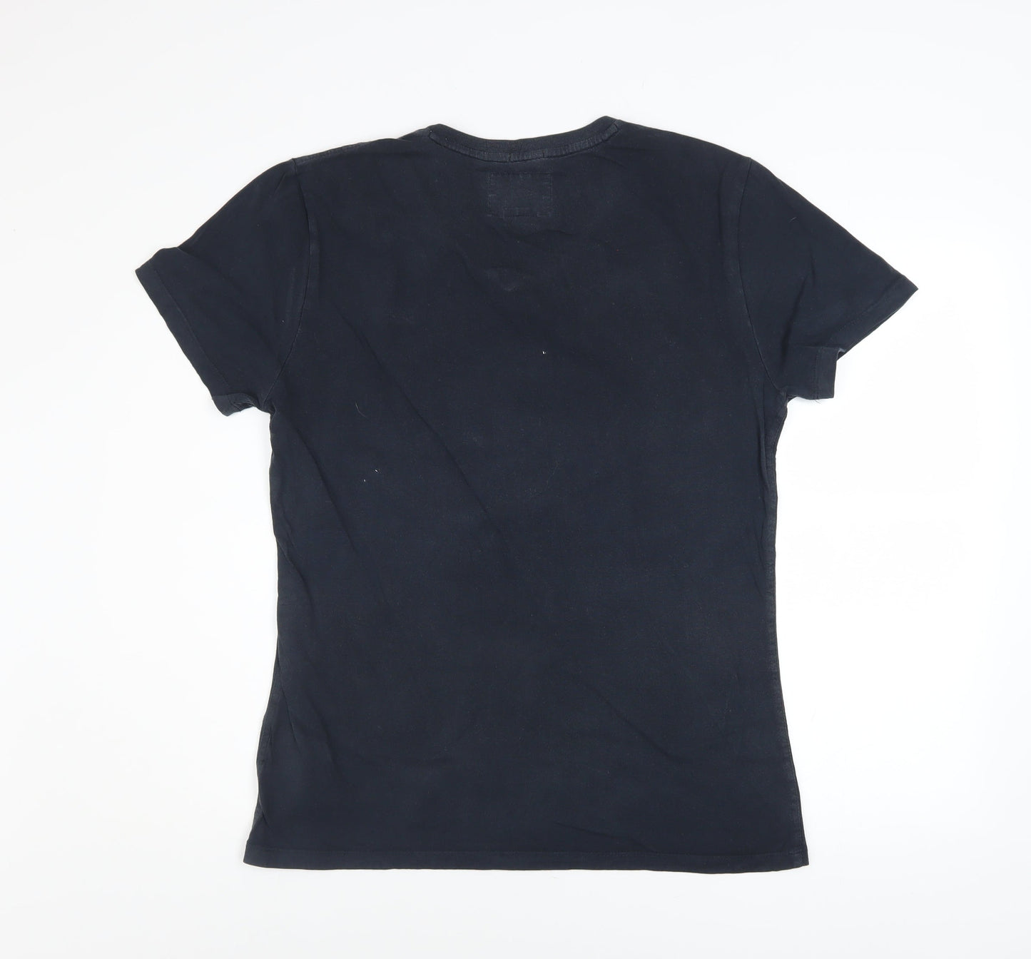 Superdry Men's Navy V-Neck Cotton T-Shirt Large Classic Fit