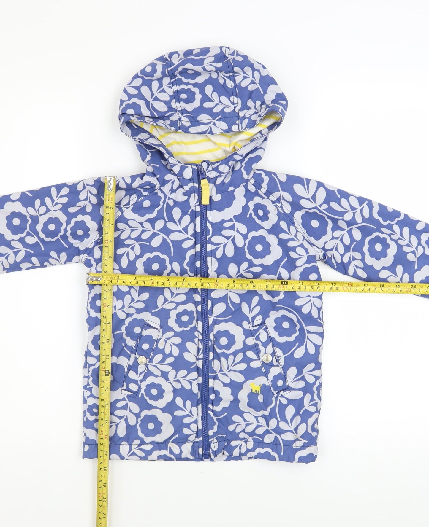 Mini Boden Girls Blue Floral Hooded Rain Coat Jacket 4-5 Years