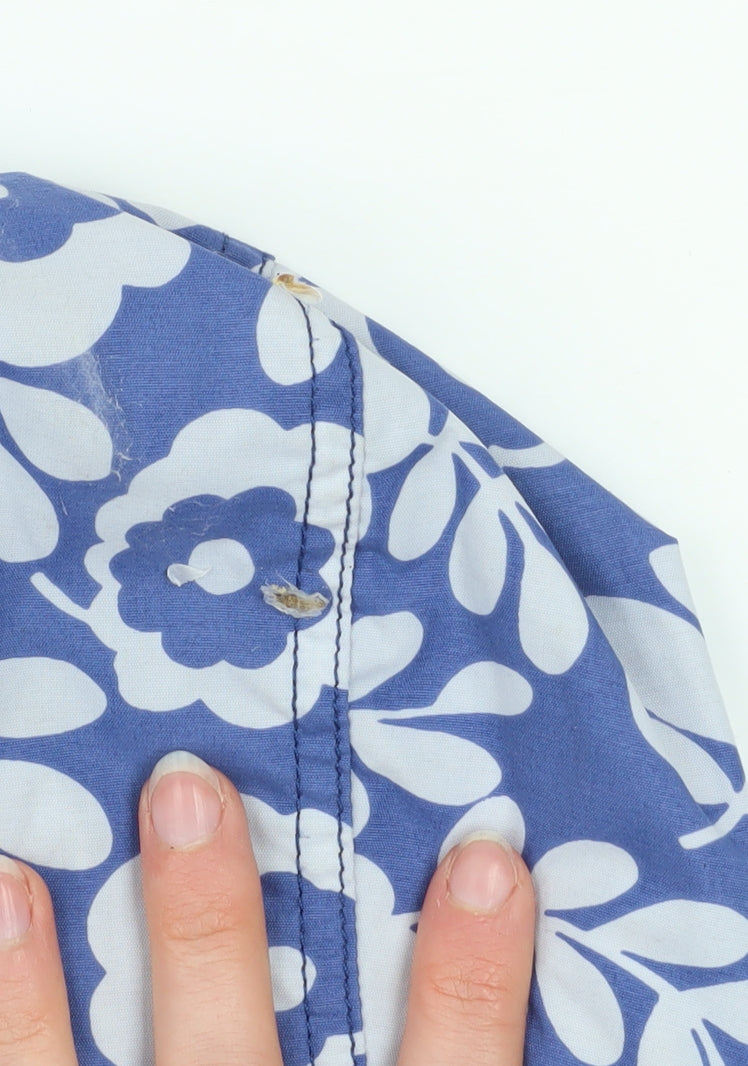 Mini Boden Girls Blue Floral Hooded Rain Coat Jacket 4-5 Years