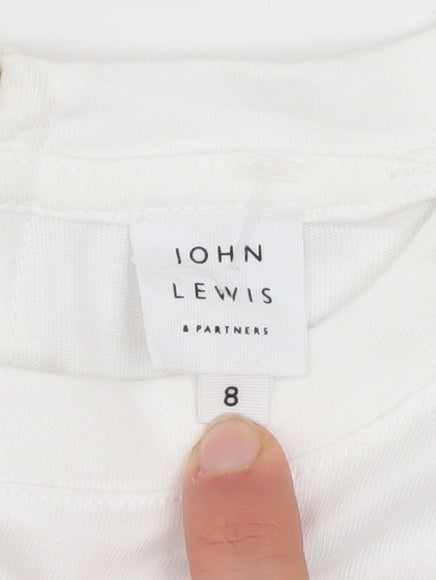 John Lewis Women’s White Navy Striped 3/4 Sleeve Cotton T-Shirt Size 8