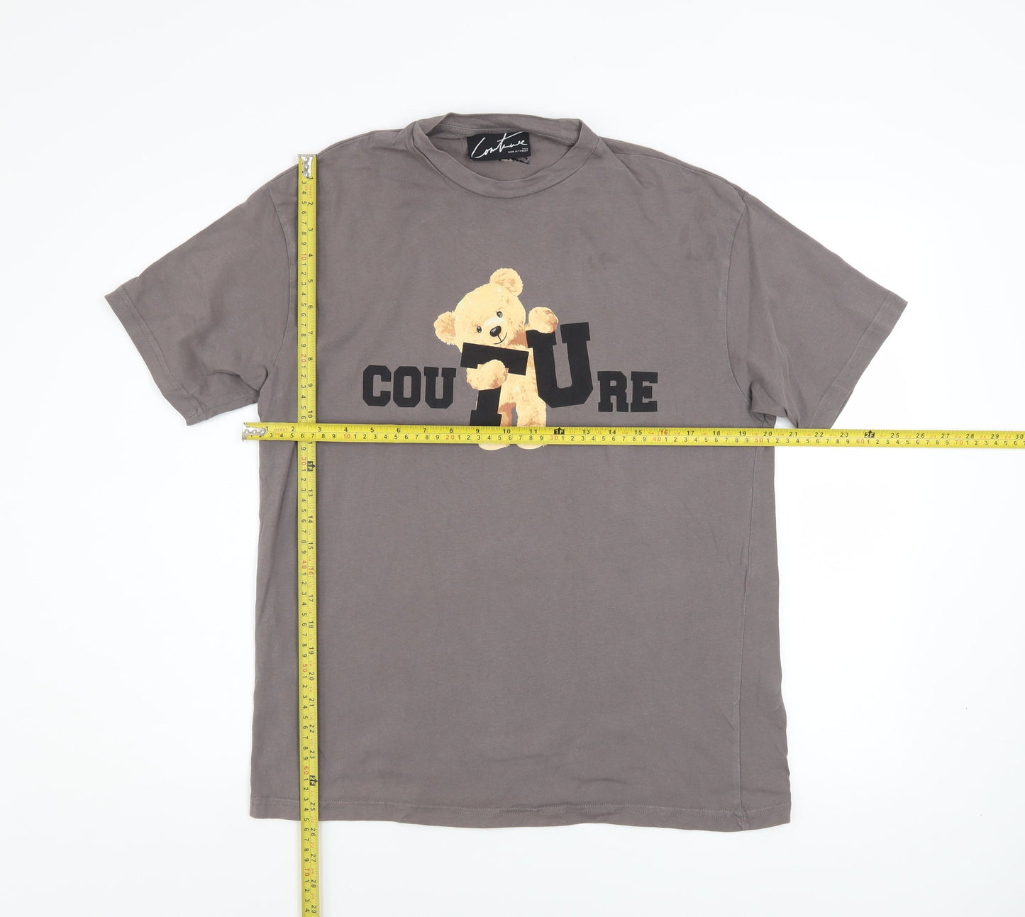 Couture Women's Grey Bear Print Cotton T-Shirt UK 6