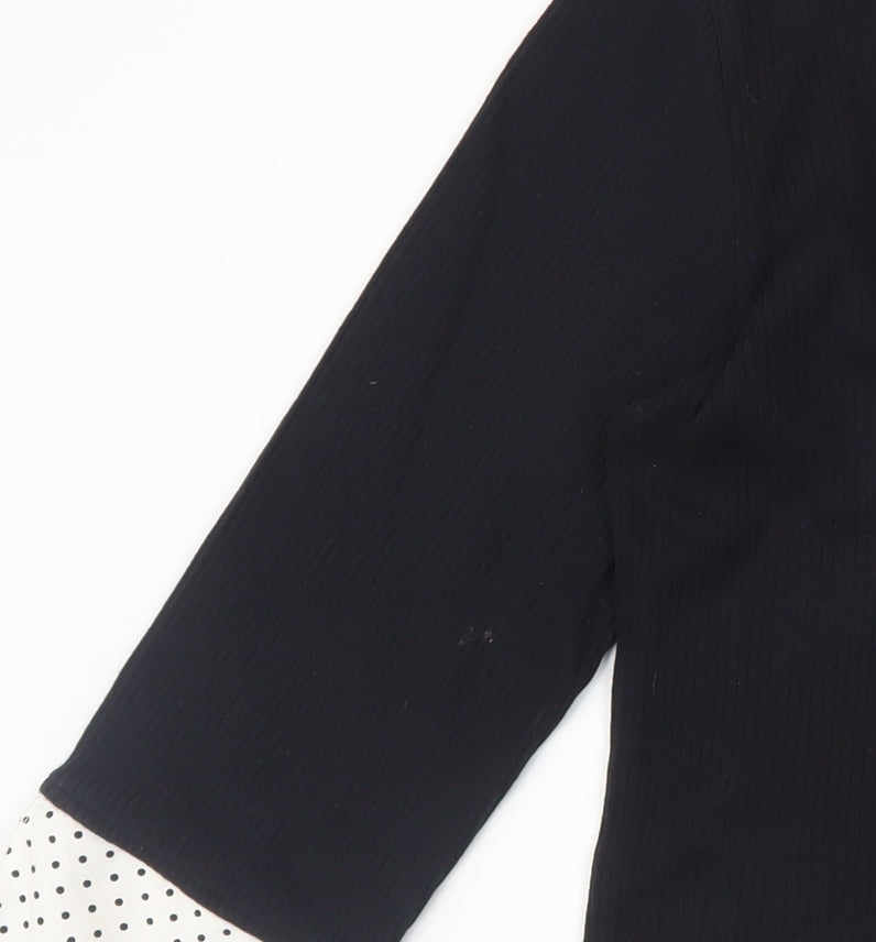 Debbie Morgan Women’s Black V-Neck Polka Dot Trim Pullover Jumper XL