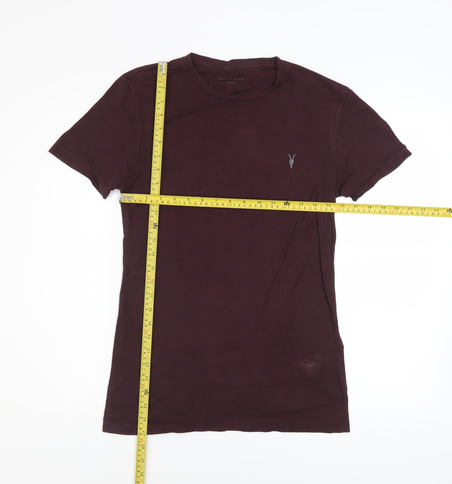 AllSaints Men's Brown Cotton Slim Fit Crew Neck T-Shirt XS