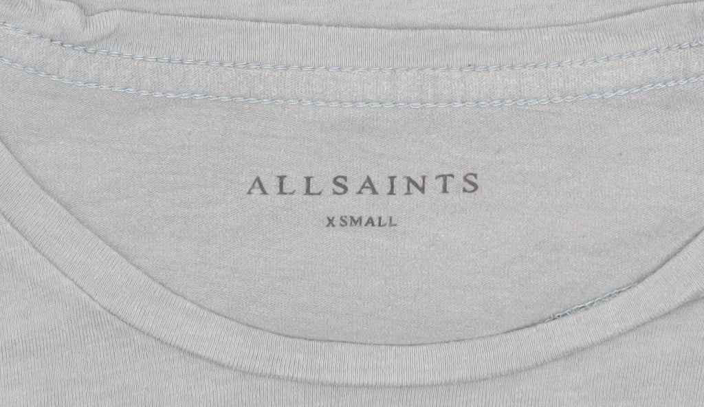 AllSaints Men Grey XS Slim Fit Crew Neck Cotton T-Shirt