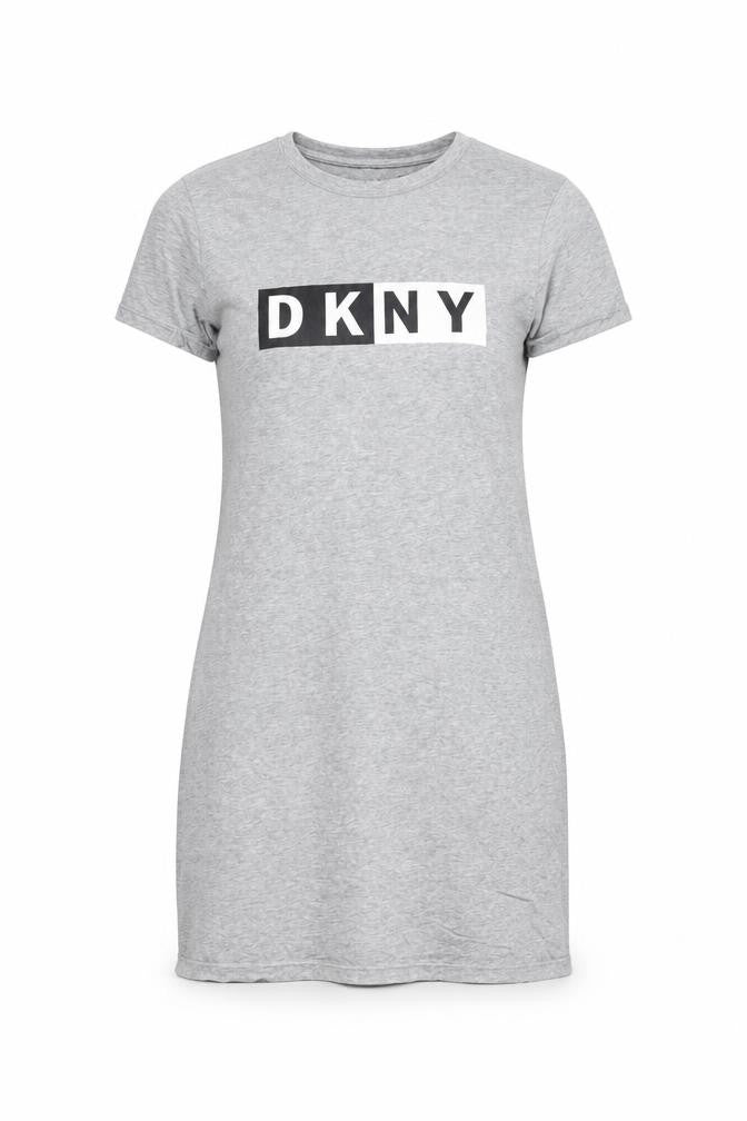 DKNY Women Grey T-Shirt Dress Small Casual Jersey Logo