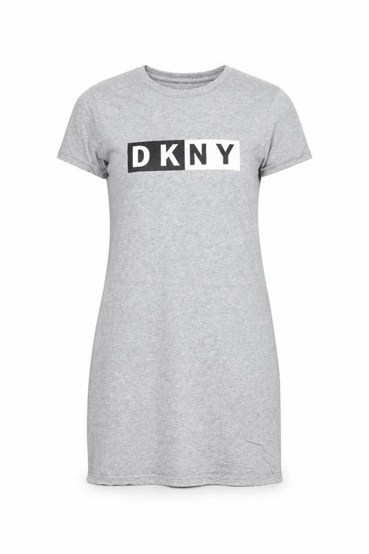 DKNY Women Grey T-Shirt Dress Small Casual Jersey Logo