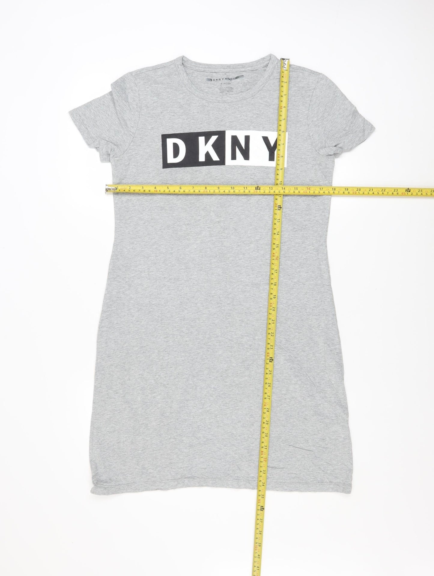 DKNY Women Grey T-Shirt Dress Small Casual Jersey Logo