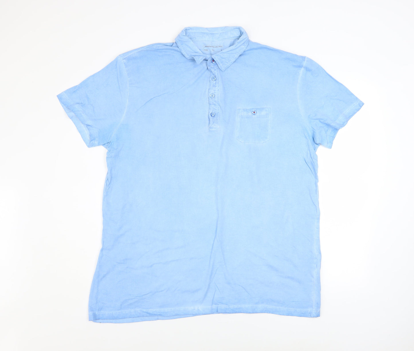 James & Nicholson Men's Blue XL Cotton Short Sleeve Polo Shirt