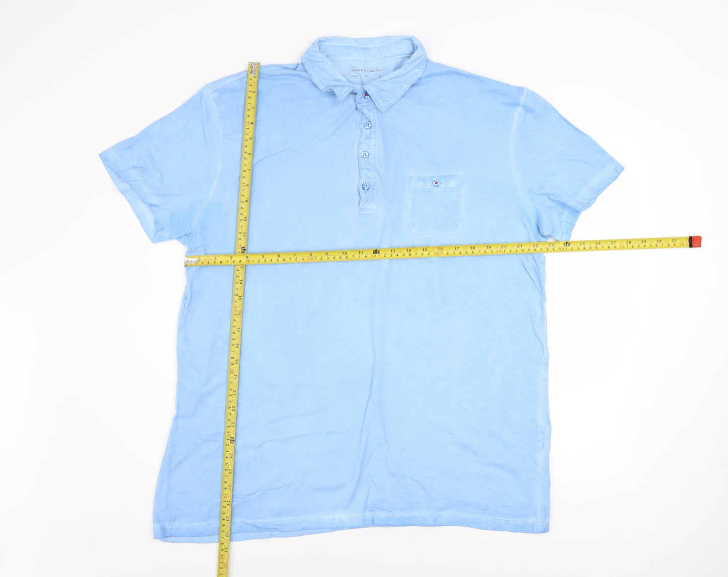 James & Nicholson Men's Blue XL Cotton Short Sleeve Polo Shirt
