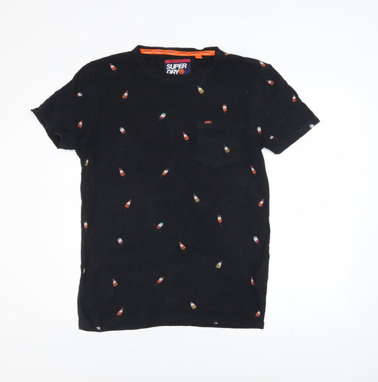 Superdry Men's Black Small Graphic Print Cotton T-Shirt