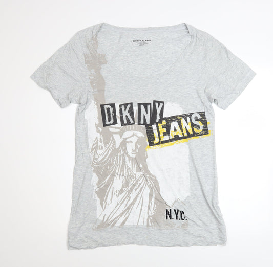 DKNY Jeans Men's Grey Graphic Print T-Shirt Medium