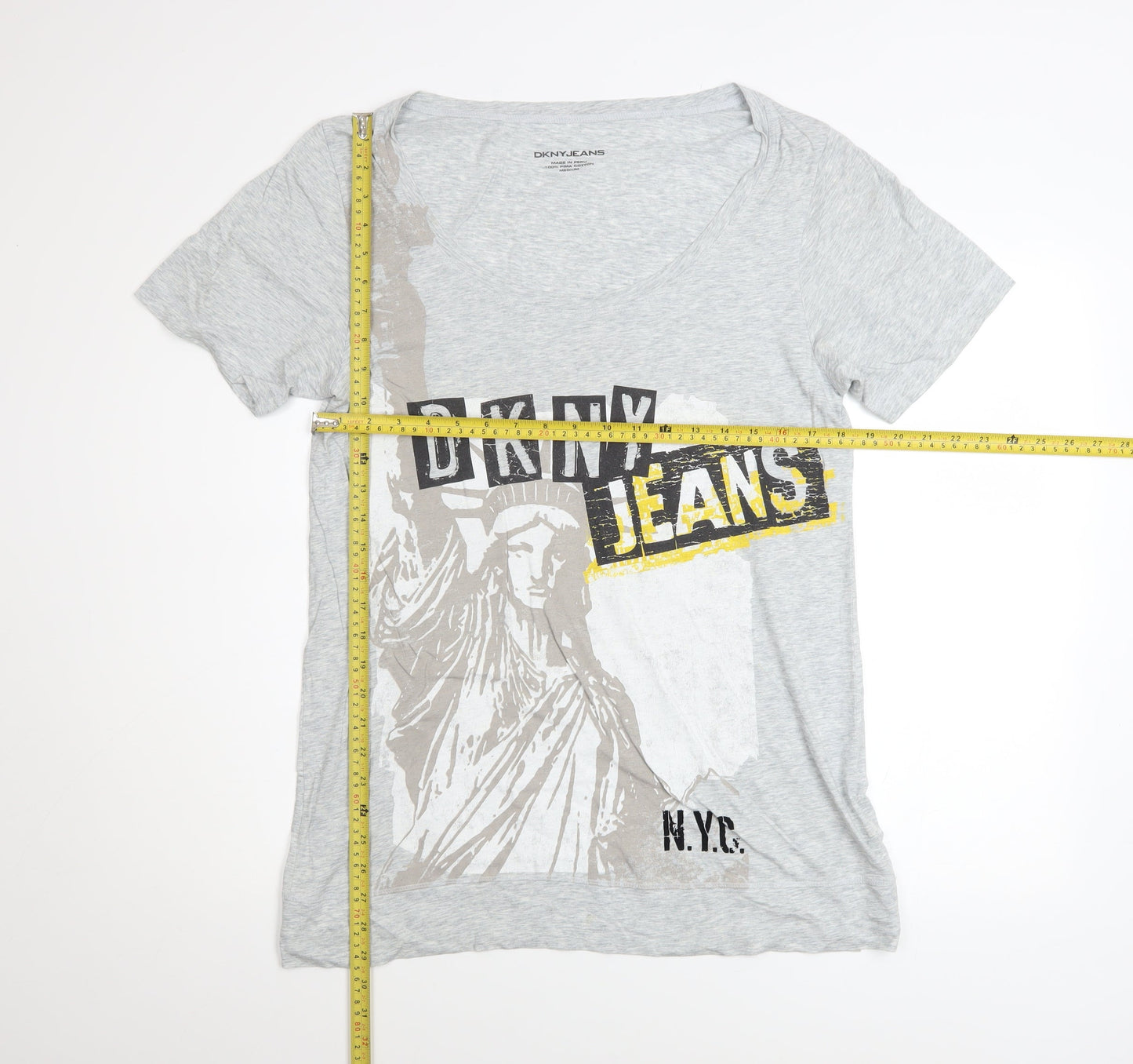DKNY Jeans Men's Grey Graphic Print T-Shirt Medium