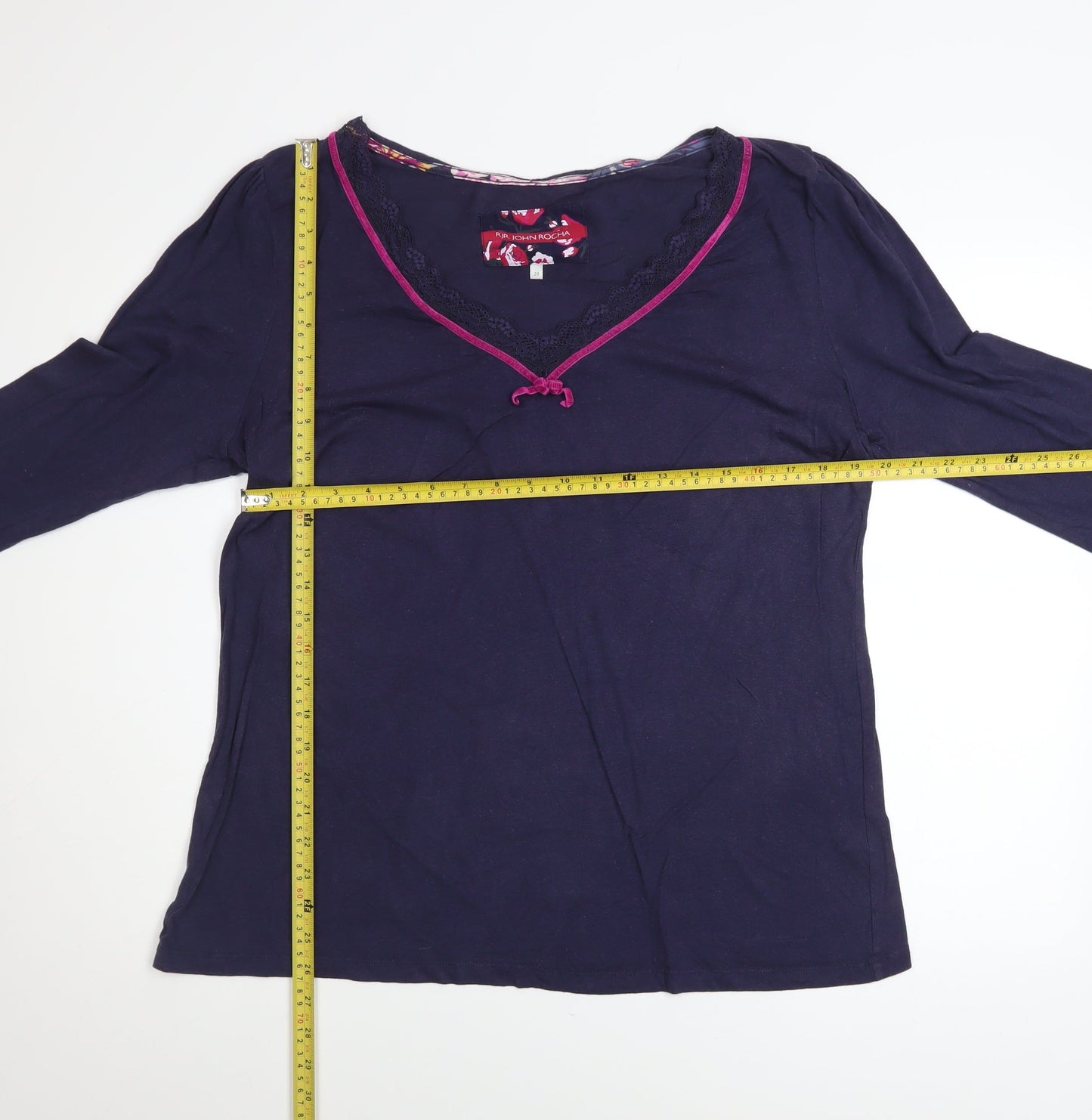 RJR John Rocha Women's Blue Long Sleeve V-Neck Tunic Top Size 20
