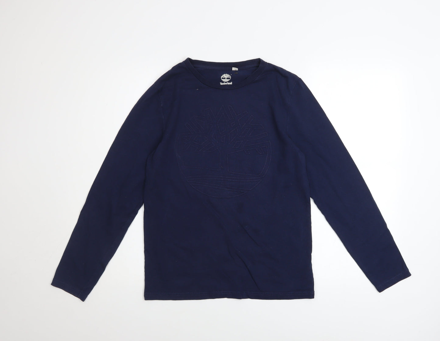 Timberland Boys Navy Long Sleeve Logo T-Shirt Size 14-16 Years Cotton Blend