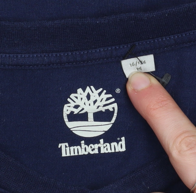 Timberland Boys Navy Long Sleeve Logo T-Shirt Size 14-16 Years Cotton Blend