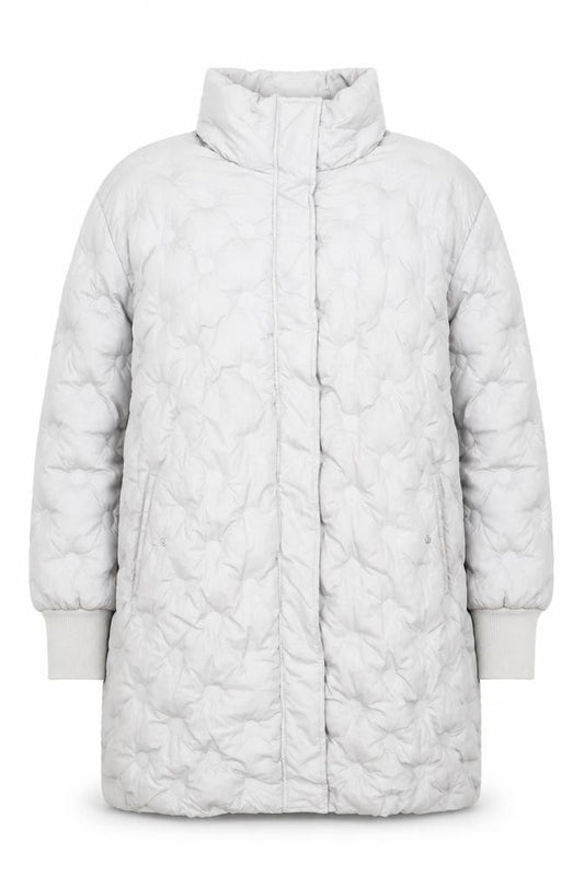 Boohoo Womens Grey Puffer Jacket Size 14 Quilted Mid-Length Winter Coat