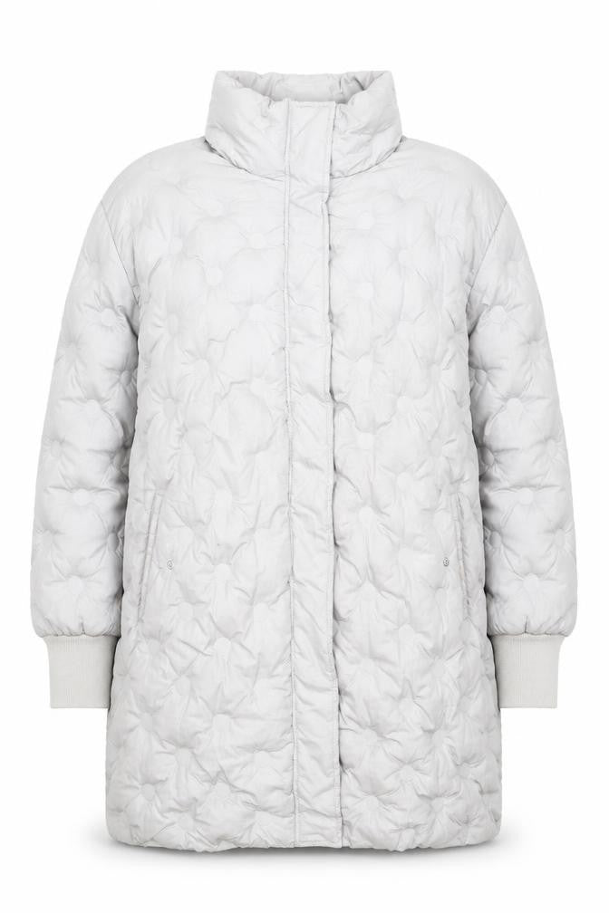 Boohoo Womens Grey Puffer Jacket Size 14 Quilted Mid-Length Winter Coat