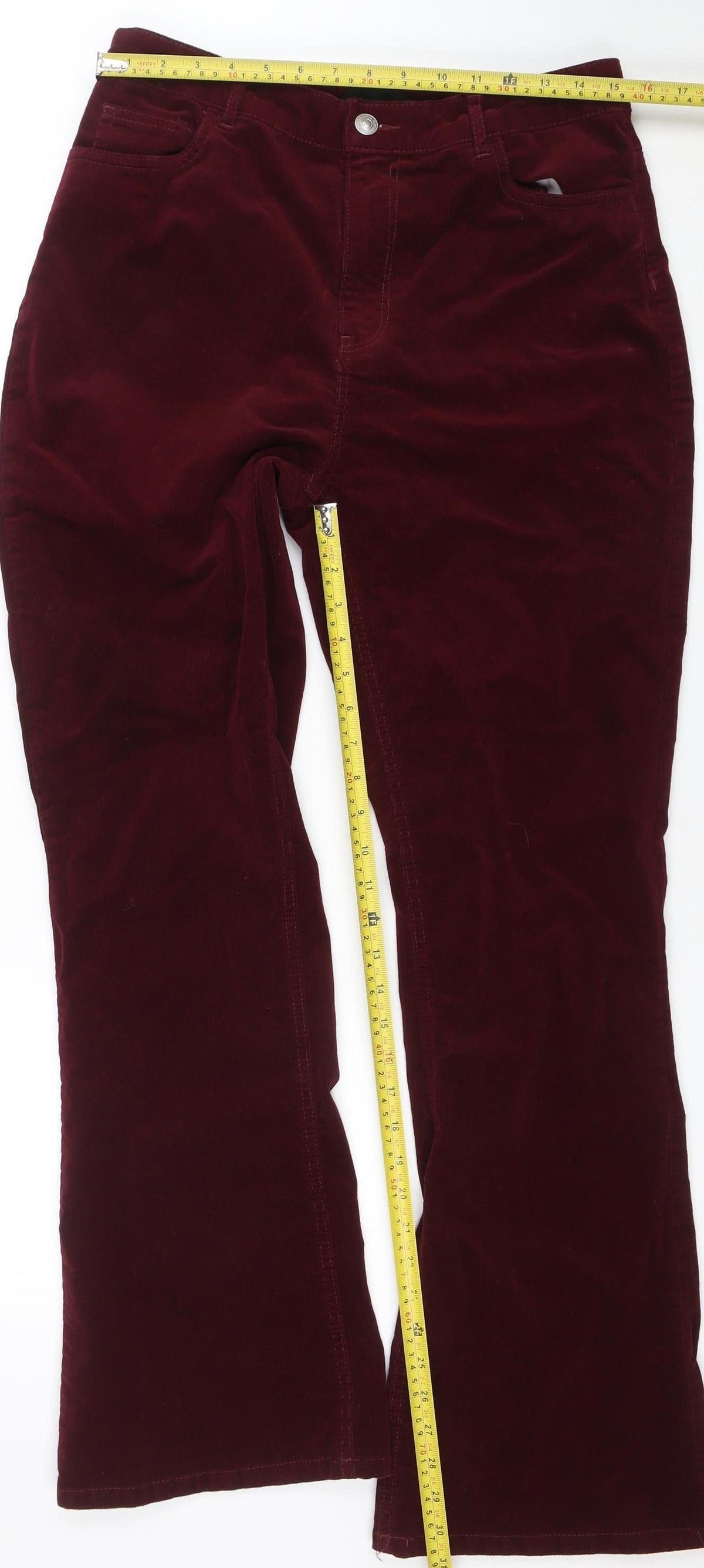 Pieces Women’s Red Velvet Flared Trousers Size 4 Regular