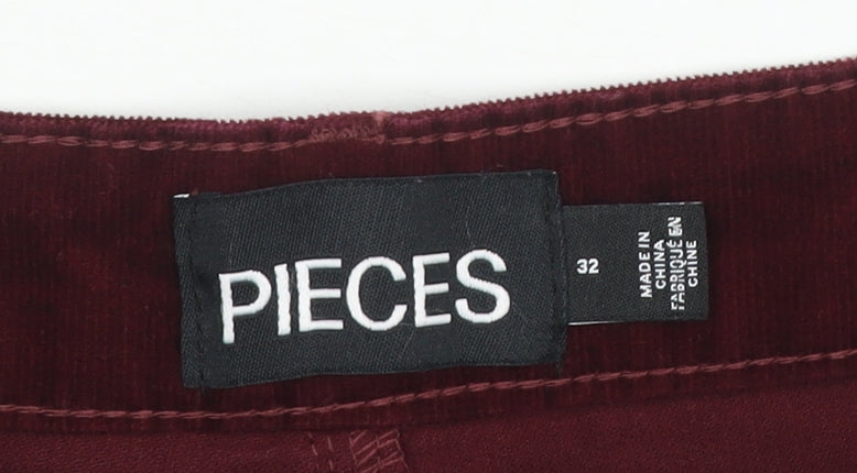 Pieces Women’s Red Velvet Flared Trousers Size 4 Regular