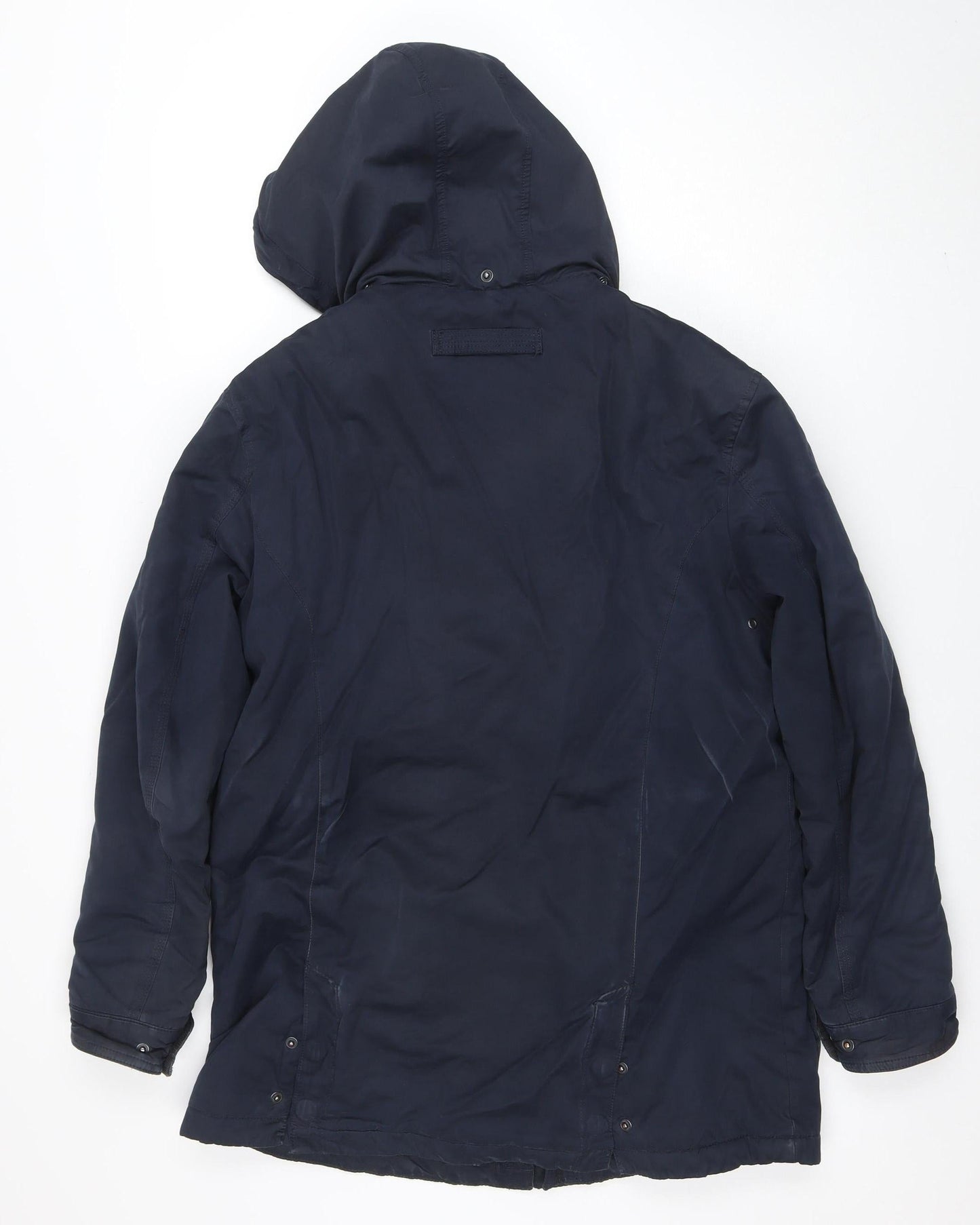 Maine New England Men's Blue Shower Resistant Hooded Parka Jacket Size S