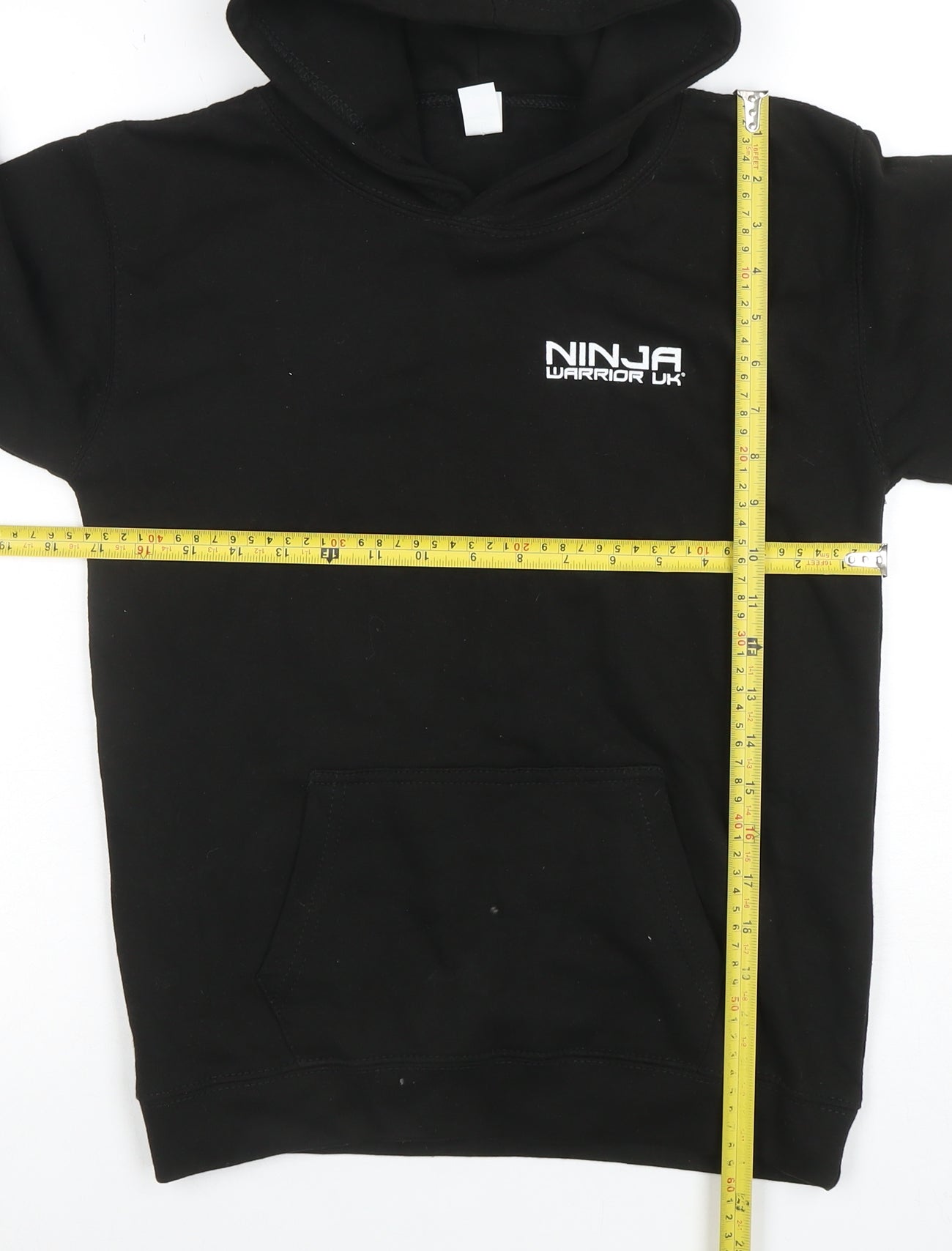 Just Hoods Boys Black XL Pullover Hoodie Ninja Warrior UK Graphic Print
