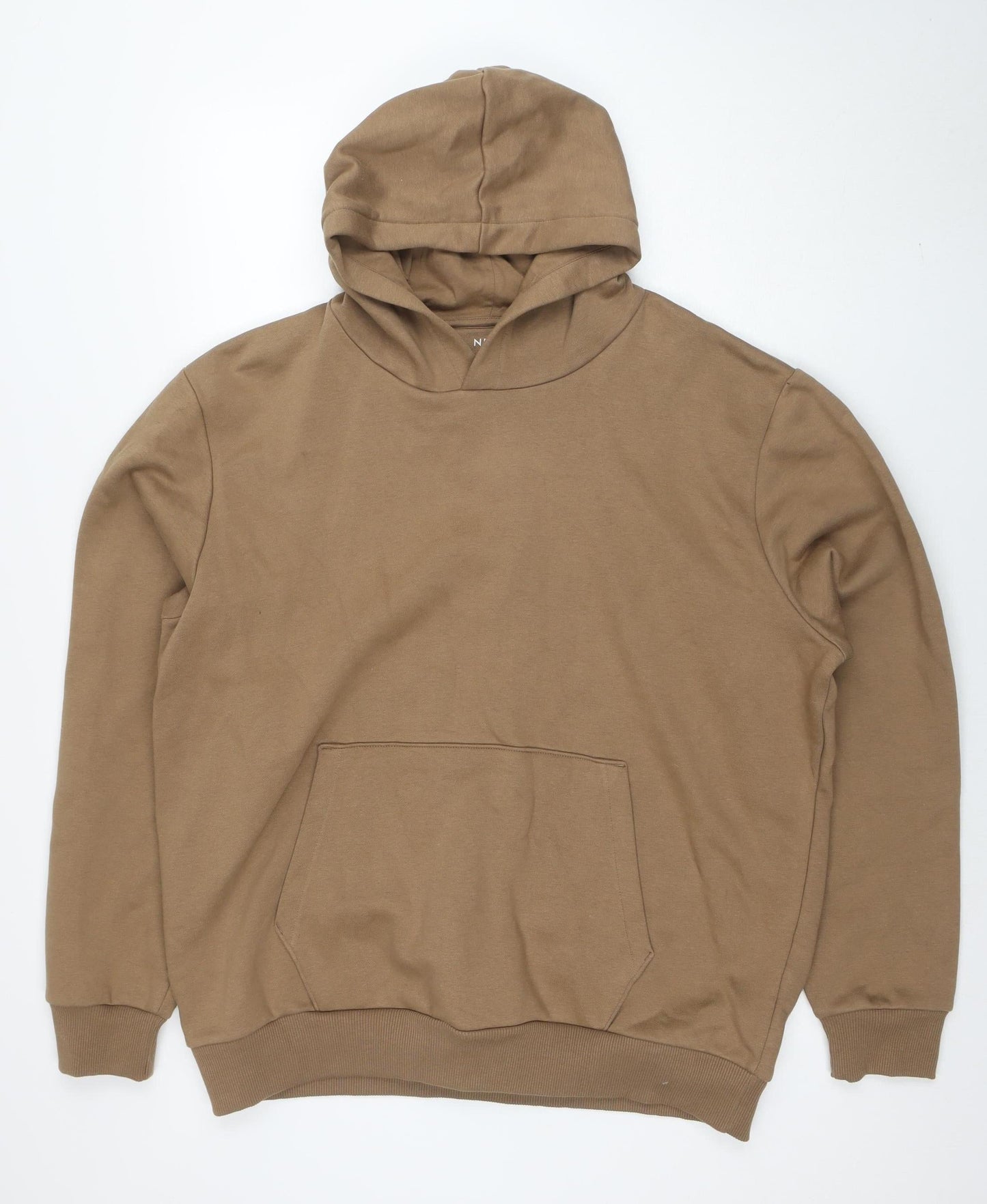 Next Men’s Brown Pullover Hoodie XL Regular Fit Fleece Cotton Blend