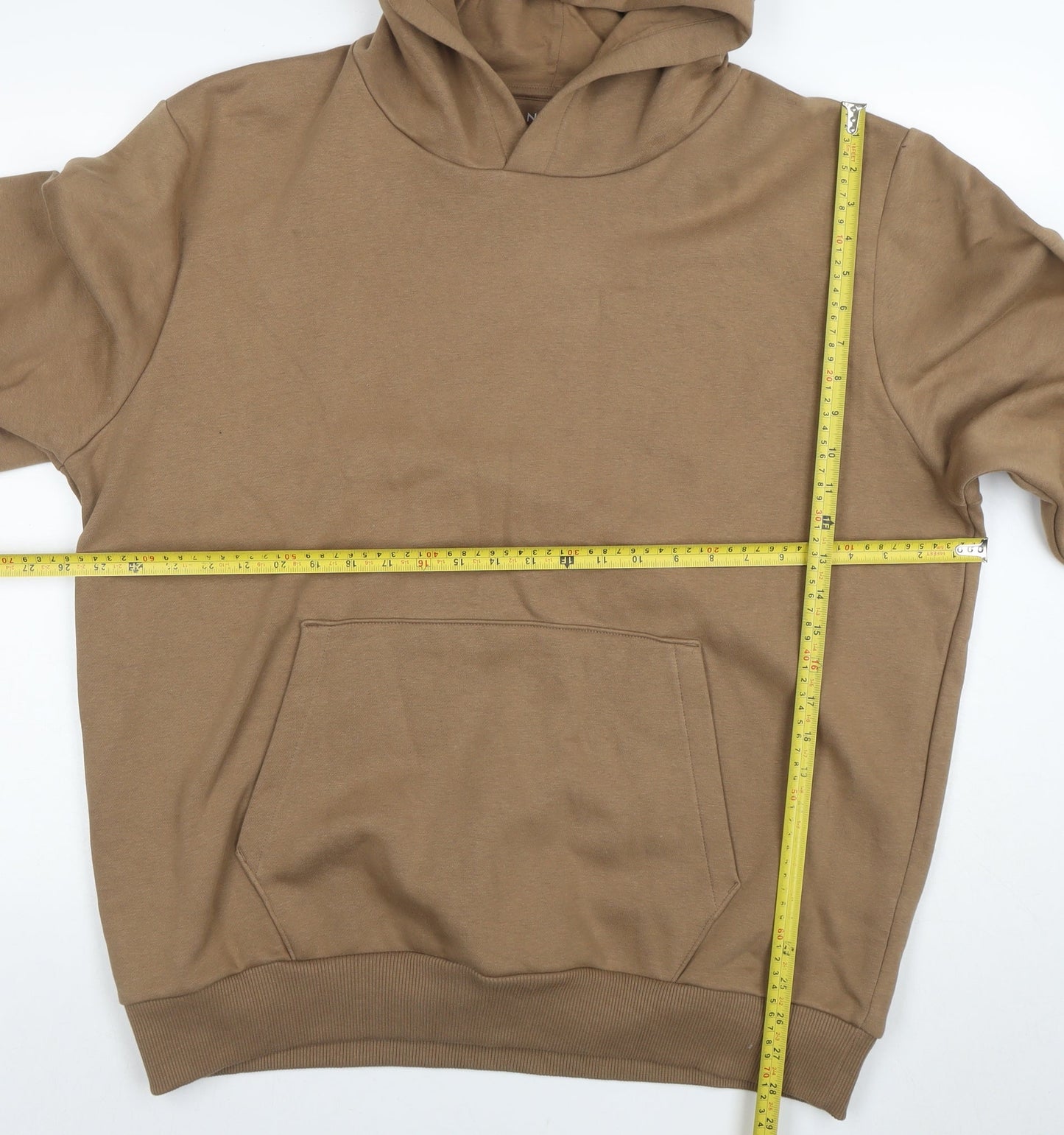 Next Men’s Brown Pullover Hoodie XL Regular Fit Fleece Cotton Blend