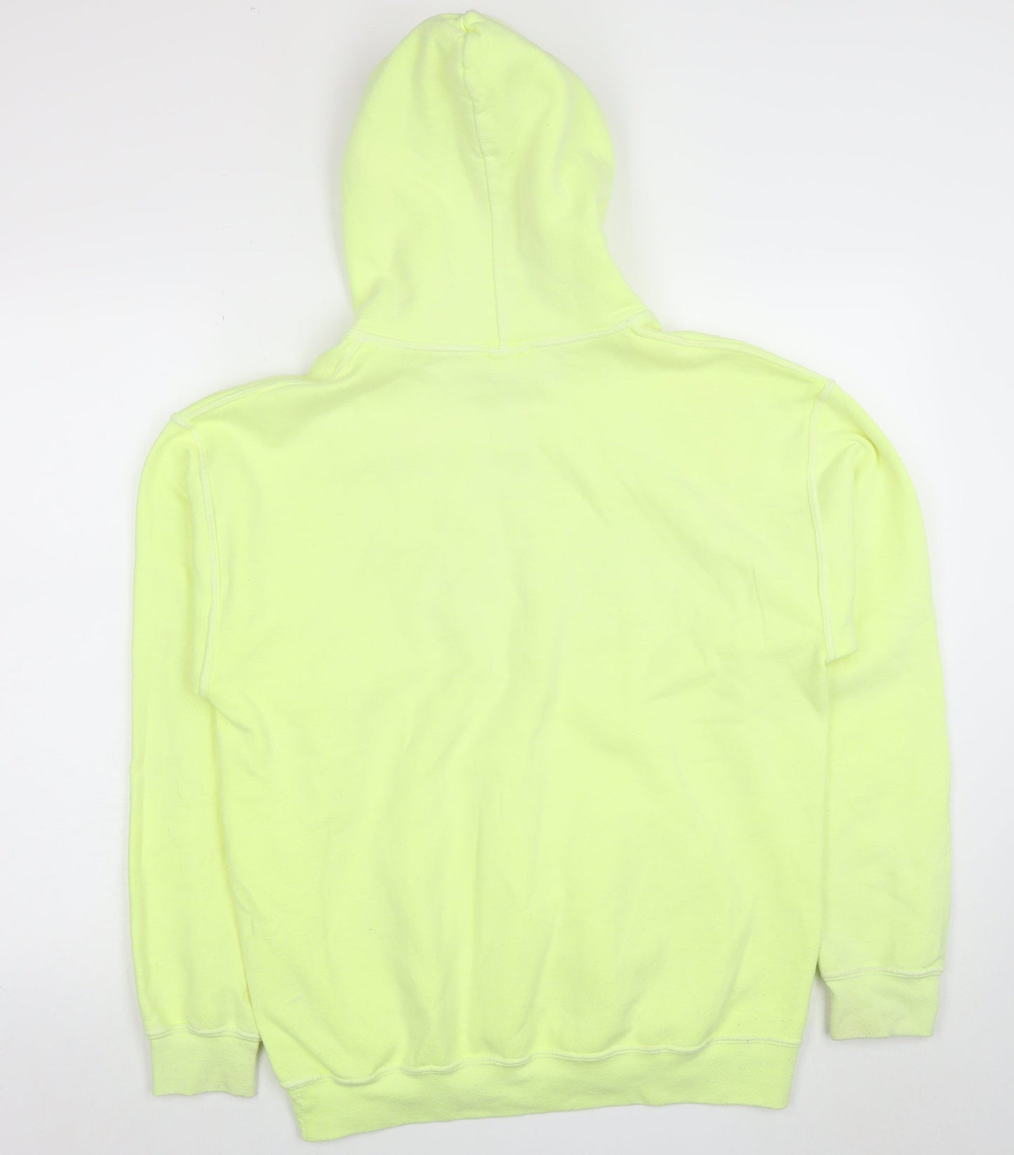 River Island Mens Yellow Pullover Hoodie S Graphic Print Fleece