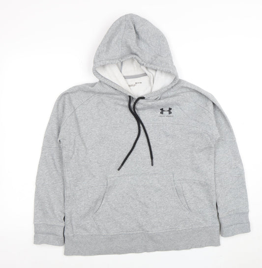 Under Armour Women Grey Loose Fit Pullover Hoodie Small