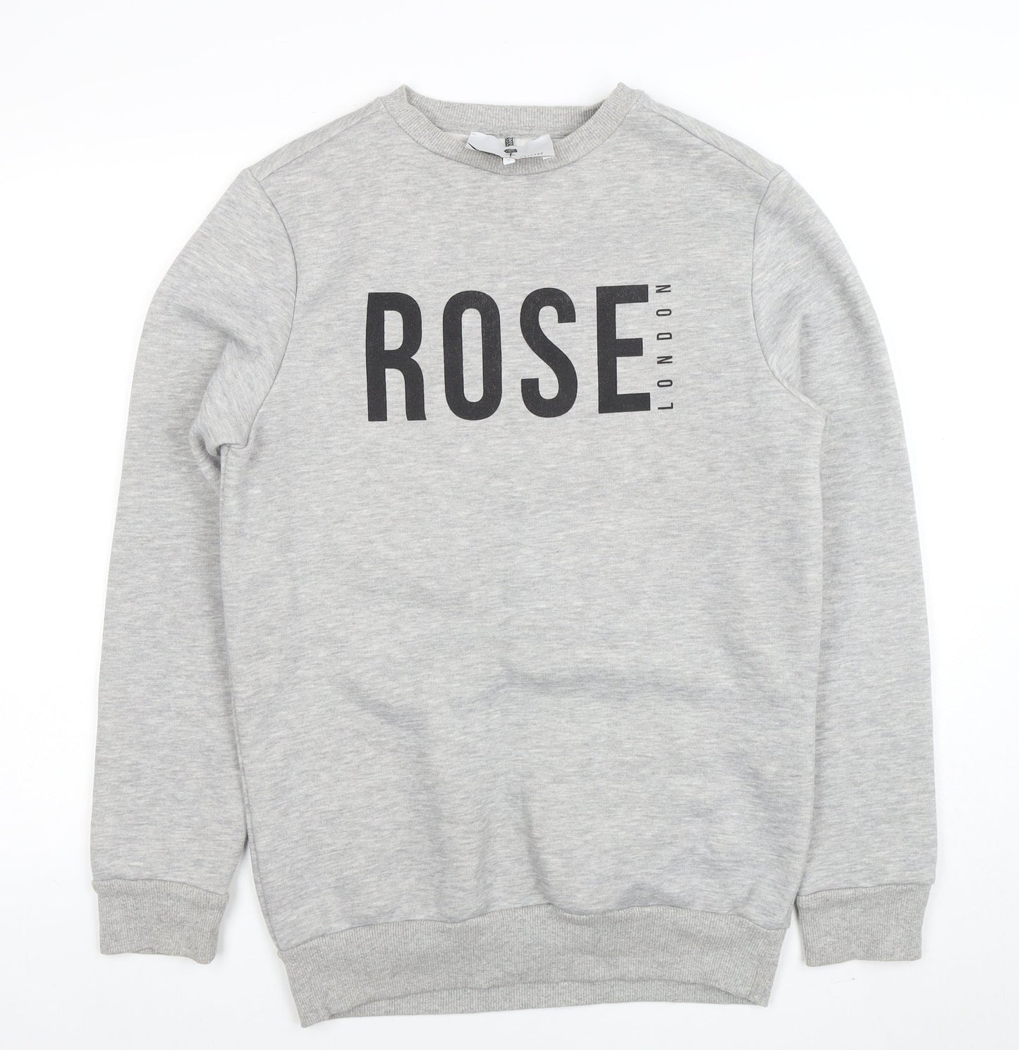 Rose London Men's Grey Crew Neck Logo Sweatshirt Size S
