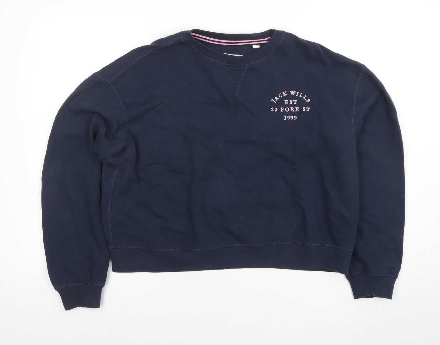 Jack Wills Womens Navy Blue Crew Neck Pullover Sweatshirt UK12