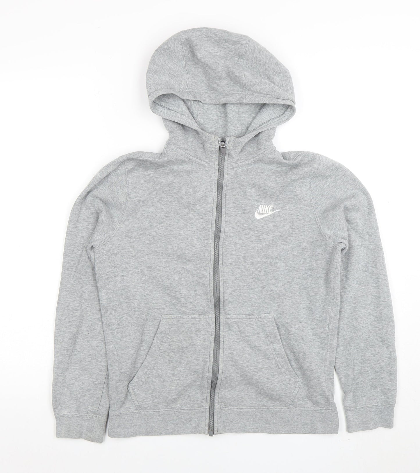 Nike Boys Grey Full Zip Hoodie Size 12-13 Years Hooded Sweatshirt