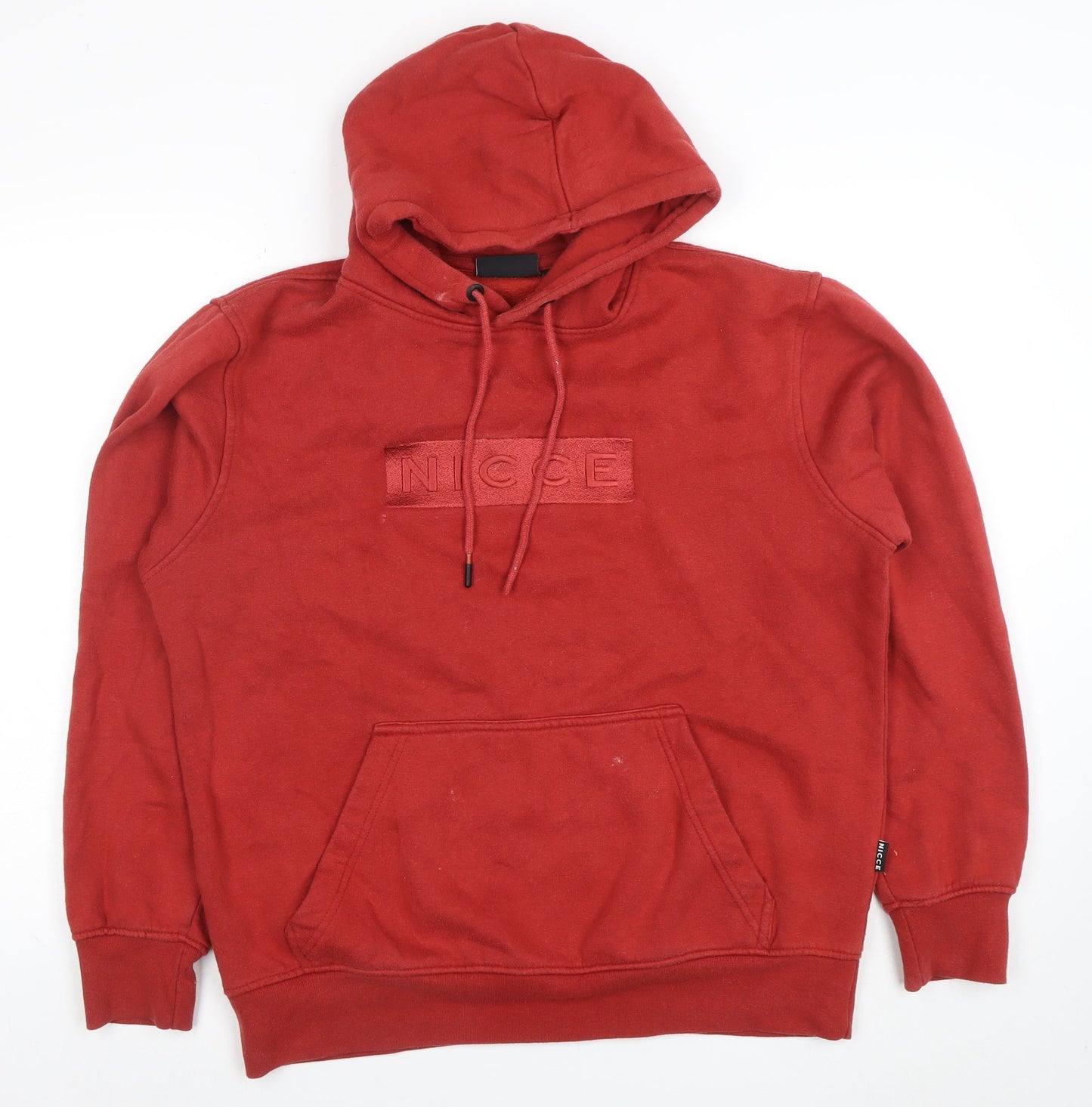 NICCE Men's Red Pullover Hoodie L Regular Fit Fleece Logo