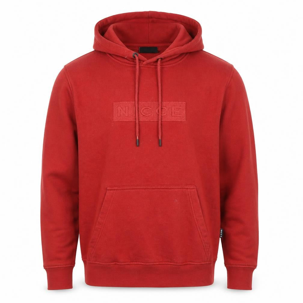 NICCE Men's Red Pullover Hoodie L Regular Fit Fleece Logo