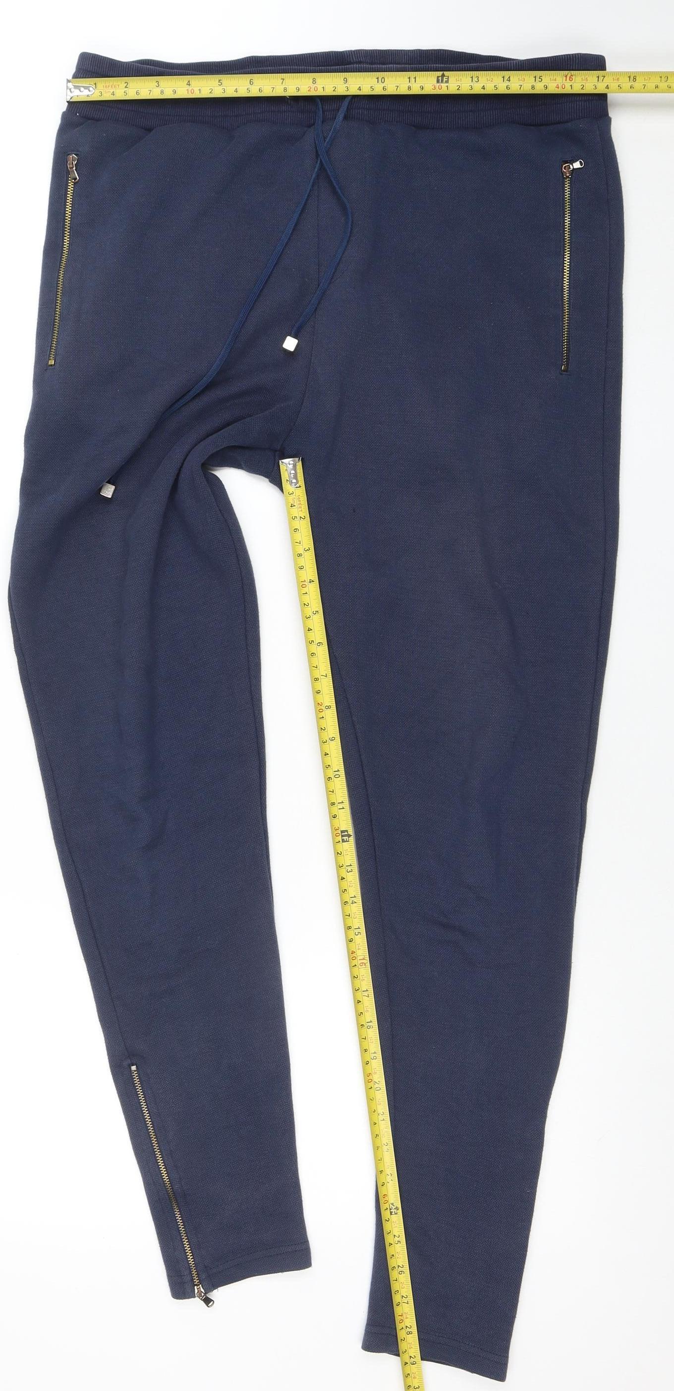MH Millionaire Men's Blue Jogger Sweatpants L Zip Pockets Drawstring