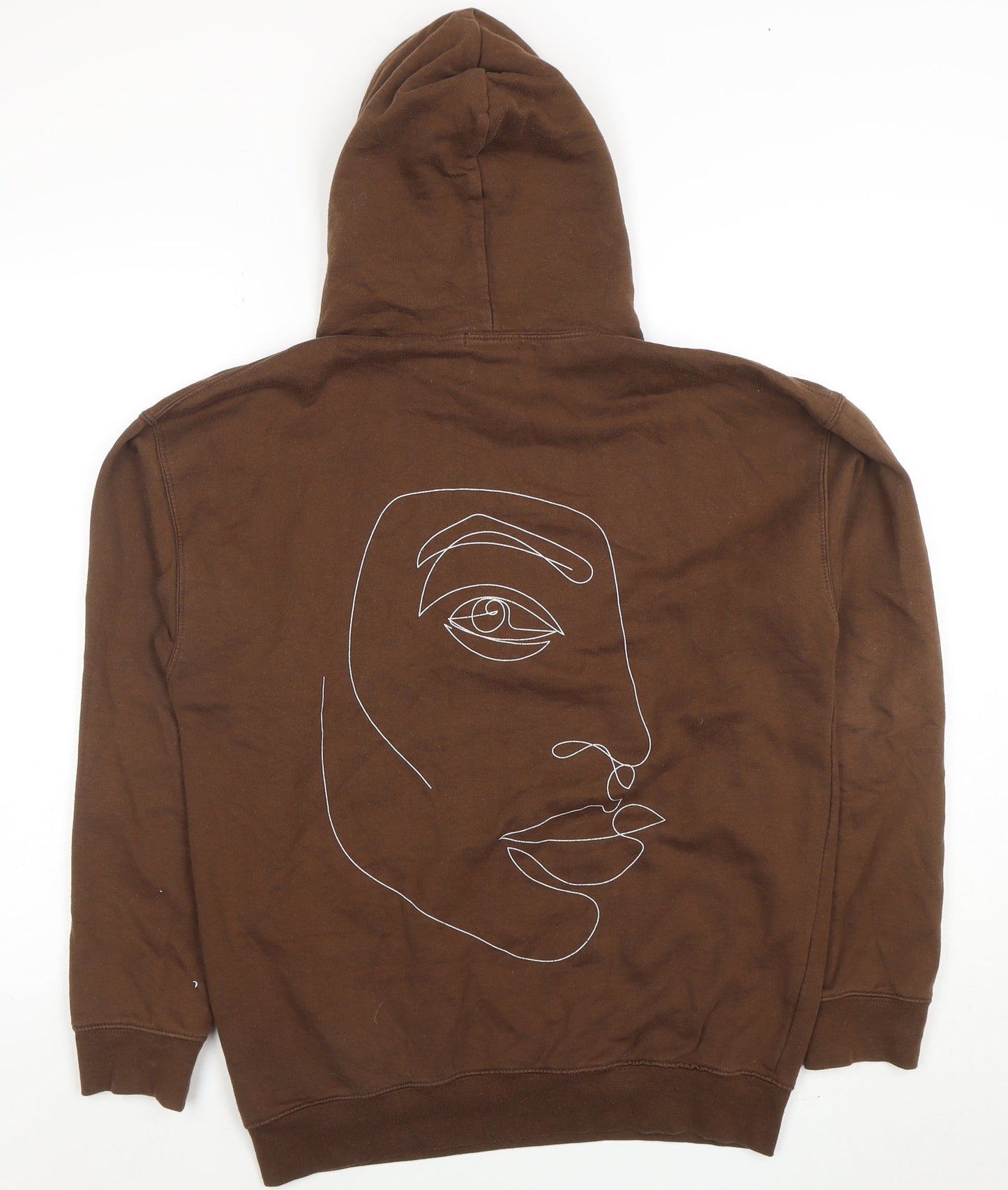 PrettyLittleThing Women Brown Pullover Hoodie Medium Graphic Cotton Blend